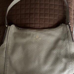 kate spade gray pebbled leather hobo bag